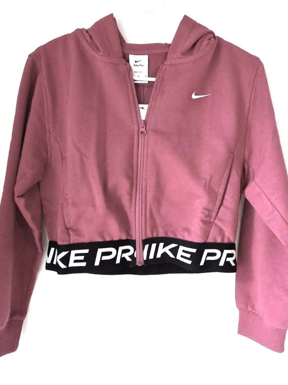 Nike Pro Dri-FIT Cropped Full Zip Hoodie Magenta M